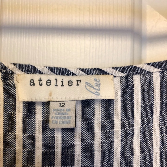 Atelier Blue Dress size 12, linen/rayon - Picture 4 of 8